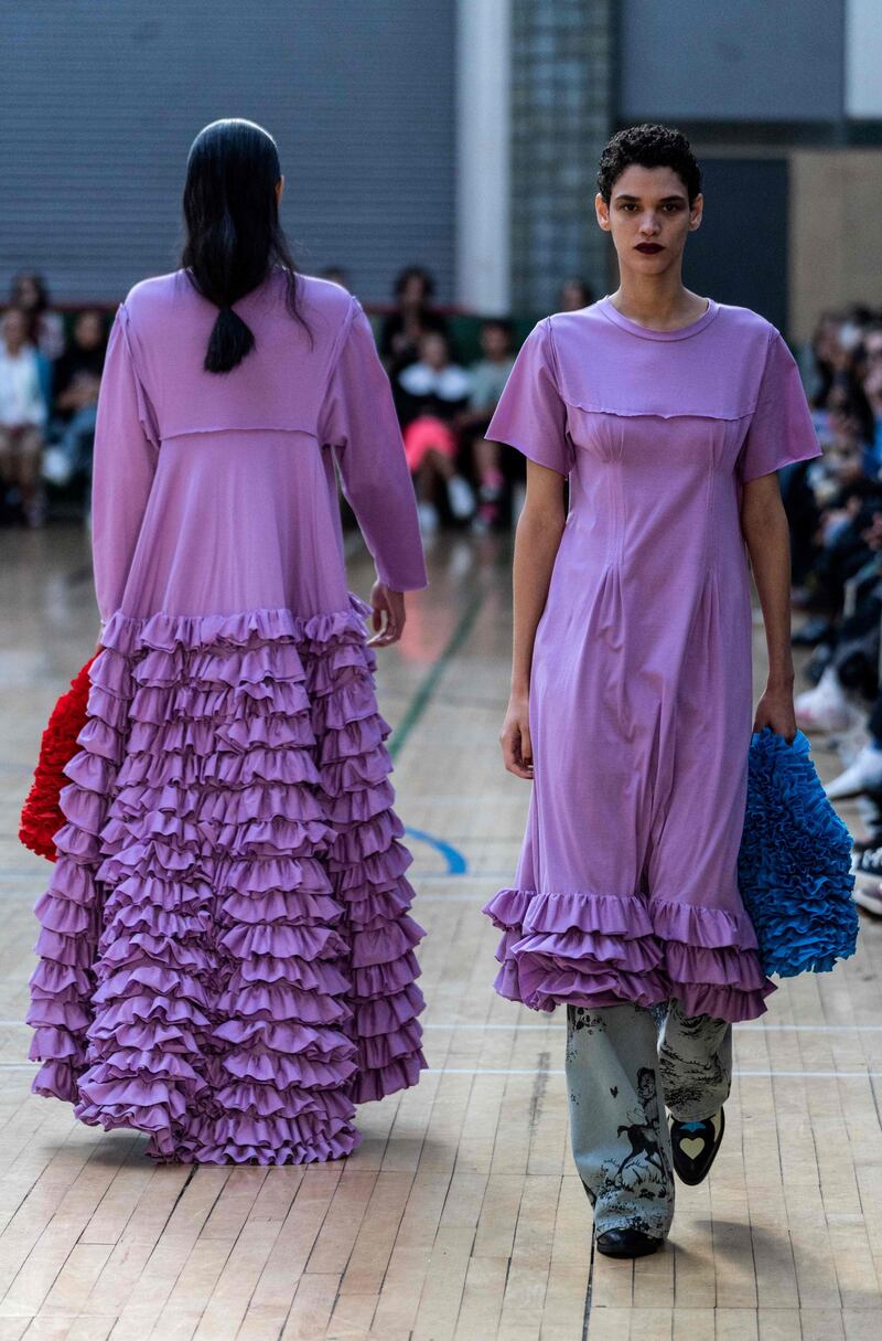 Molly Goddard's show was filled with ruffles. AFP
