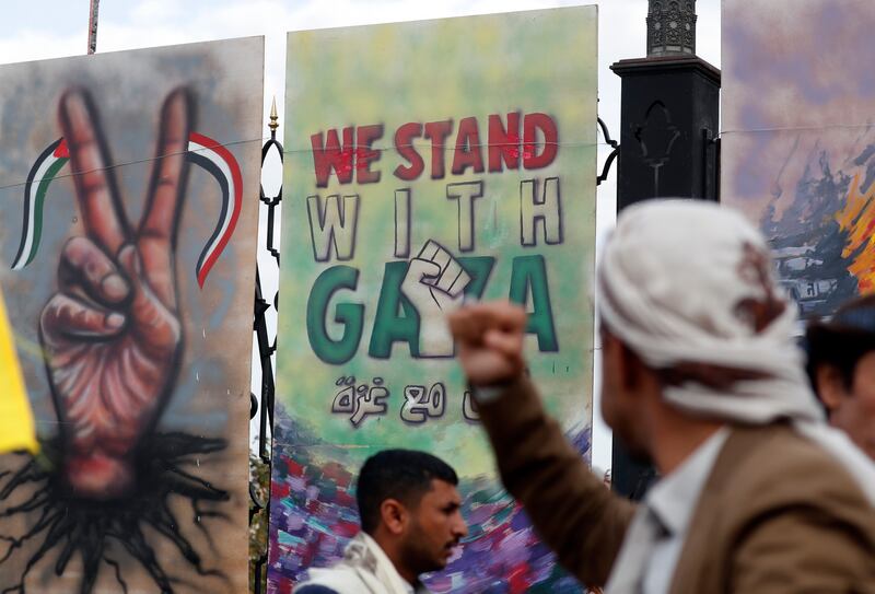 A protest in solidarity with the Palestinian people amid the ongoing war in Sanaa, Yemen on December 15, 2023. EPA