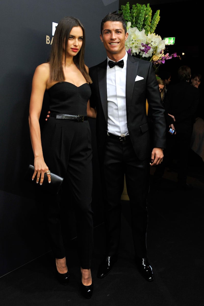 ZURICH, SWITZERLAND - JANUARY 07:  Irina Shayk and Cristiano Ronaldo pose during the red carpet arrivals of the FIFA Ballon d'Or Gala 2013 at Congress House on January 7, 2013 in Zurich, Switzerland.  (Photo by Harold Cunningham/Getty Images)