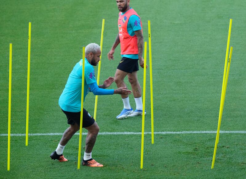 Neymar trains on Sunday. AP