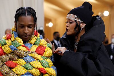 A$AP Rocky and Rihanna at the Metropolitan Museum of Art Costume Institute Gala. Reuters
