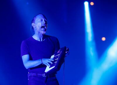 Thom Yorke of the British band Radiohead performs during a summer 2018 North American tour in support of the band's latest album A Moon Shaped Pool at the United Center on July 6, 2018 in Chicago. / AFP / Kamil Krzaczynski
