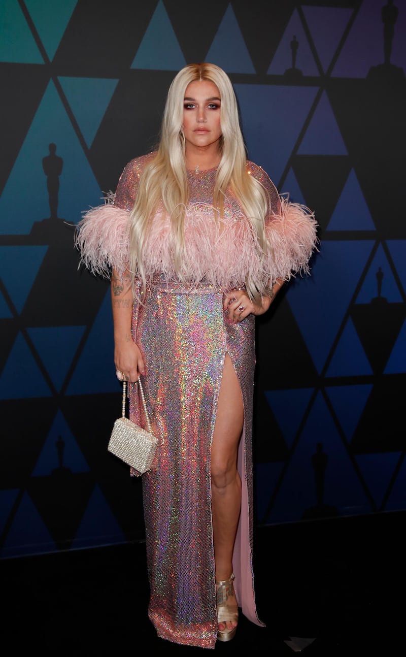 Kesha in a custom Cheng gown. Photo / AFP