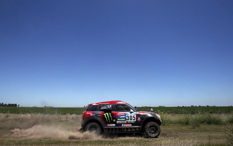 Mini driver Orlando Terranova of Argentina drives during the 2015 Dakar Rally Stage 1 on Sunday in Argentina. Jean-Paul Pelissier / Reuters