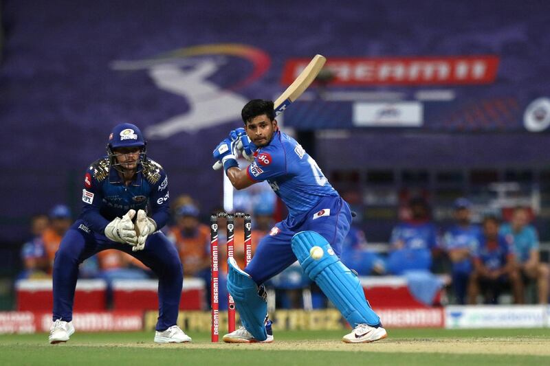 Shreyas Iyer captain of Delhi Capitals plays a shot during match 27 of season 13 of the Dream 11 Indian Premier League (IPL) between the Mumbai Indians and the Delhi Capitals at the Sheikh Zayed Stadium, Abu Dhabi  in the United Arab Emirates on the 11th October 2020.  Photo by: Pankaj Nangia  / Sportzpics for BCCI