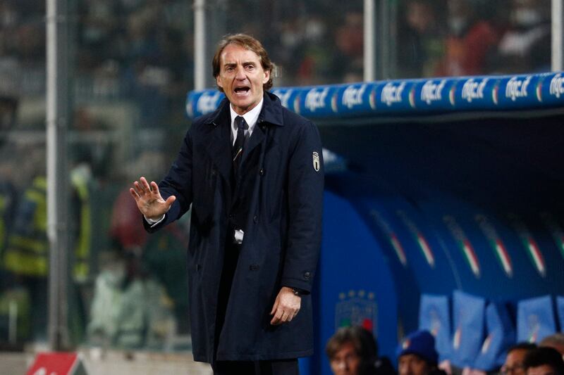 Italy manager Roberto Mancini on the sidelines. Reuters