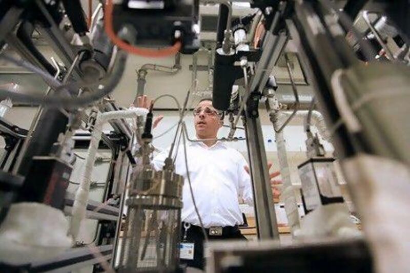 Mohammed Abu Zahra, an assistant professor at the Masdar Institute, shows his new laboratory. Ravindranath K / The National