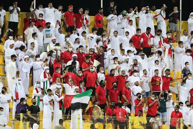 UAE fans during the UAE's world cup qualifying match against Iraq. Zabeel Stadium, Dubai. Chris Whiteoak / The National