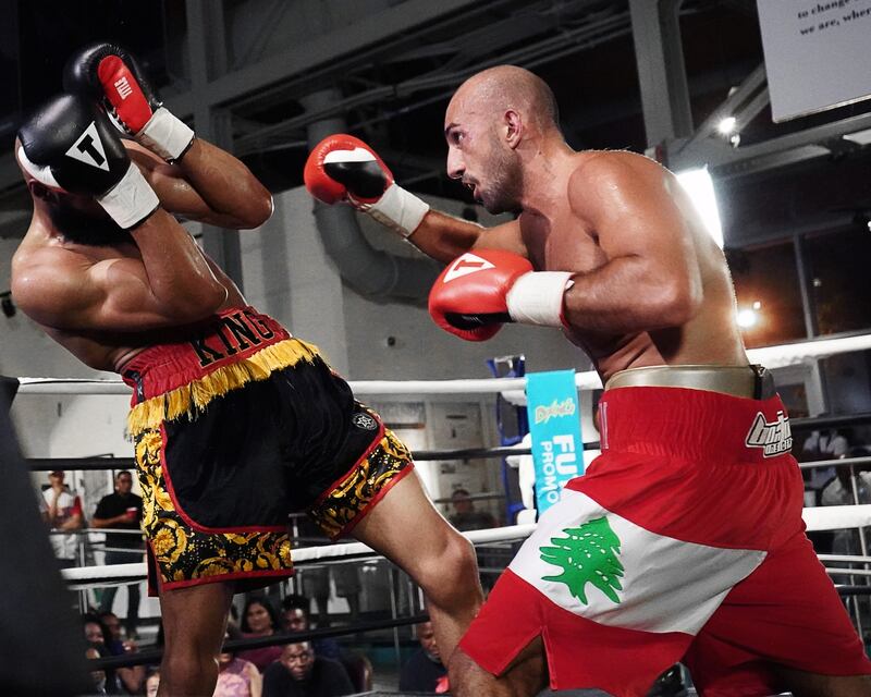 Nadim Salloum, right, on his way to victory by unanimous decision over Ashton Sykes. Photo: William Nasr