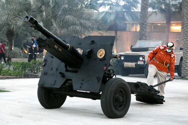 Abu Dhabi, United Arab Emirates - The booming sound of the cannon marks the end of fasting during Ramadan at Umm Al Emarat Park. Khushnum Bhandari for The National