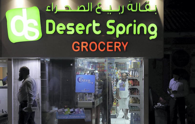 DUBAI , UNITED ARAB EMIRATES , August 2 – 2018 :- View of the Desert Spring grocery at the Desert Springs Village in Tecom area in Dubai. ( Pawan Singh / The National )  For News. Story by Patrick Ryan