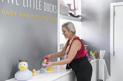 DUBAI, UNITED ARAB EMIRATES - SEPTEMBER 5, 2018. 

Camilla Hassan, Founder and Managing Director of Five Little Ducks, a kids boutique in Town Center.

(Photo by Reem Mohammed/The National)

Reporter: ALICE HAINE
Section:  BZ