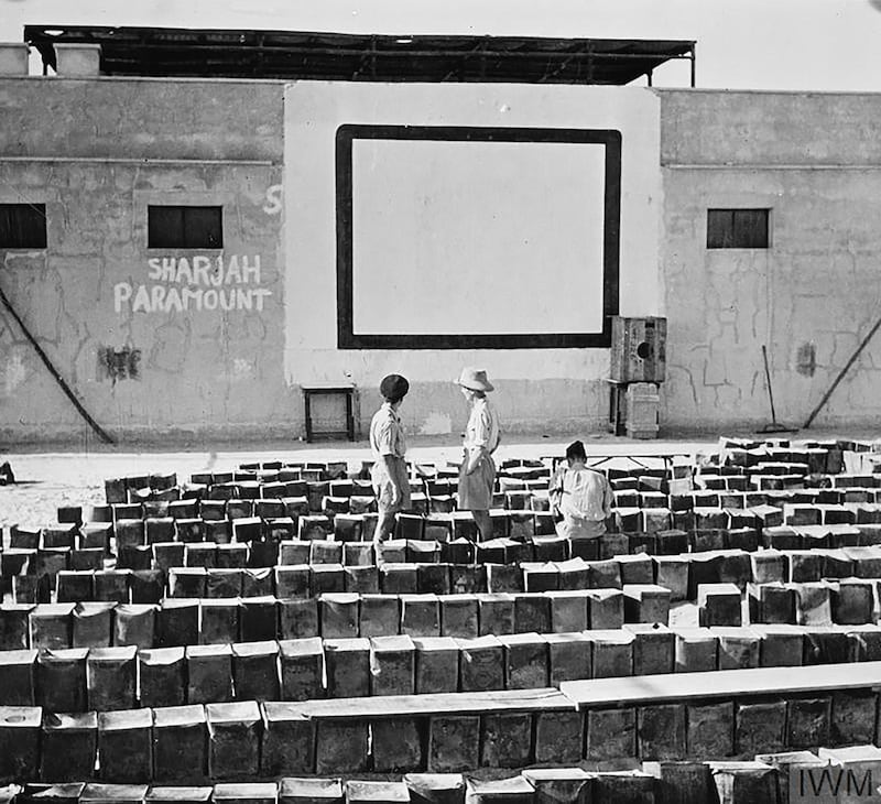 WITH THE R.A.F. IN THE PERSIAN GULF (CM 6015) 'Sharjah Paramount' an open-air cinema at an R.A.F. station in the Persian Gulf. Copyright: Â© IWM. Original Source: http://www.iwm.org.uk/collections/item/object/205224709