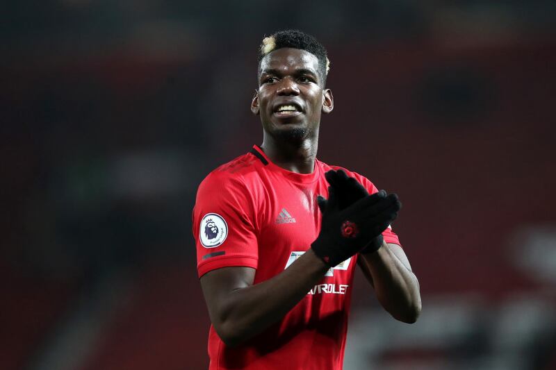 Paul Pogba of Manchester United applauds fans after the win over Newcastle United. Getty Images