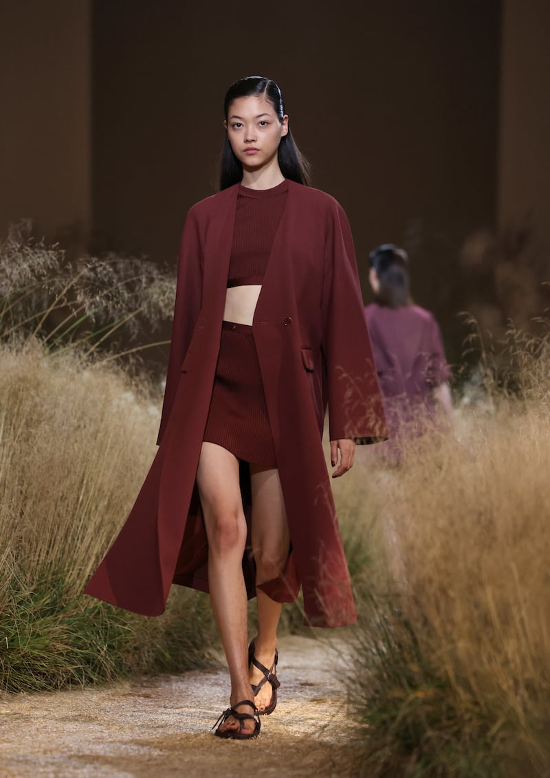 Creative director Nadege Vanhee-Cybulski uses the colours of Hermes leather for her spring/summer 2024 collection. Reuters