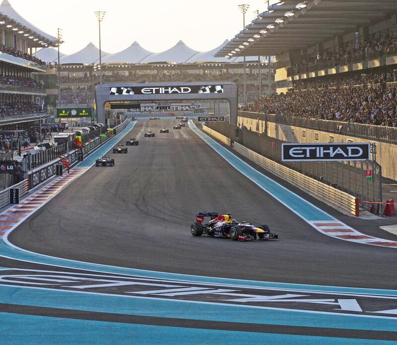 Sebastian Vettel of Red Bull drives to victory during the Formula One Etihad Airways Abu Dhabi Grand Prix Yas Marina Circuit. Christopher Pike / The National