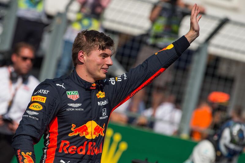 epa07755183 Dutch Formula One driver Max Verstappen of Red Bull jubilates after he took the pole position during the qualification session for the Hungarian Formula One Grand Prix at the Hungaroring circuit, in Mogyorod, Hungary, 03 August 2019. The Hungarian Formula One Grand Prix will take place on 04 August 2019.  EPA/Zoltan Balogh HUNGARY OUT