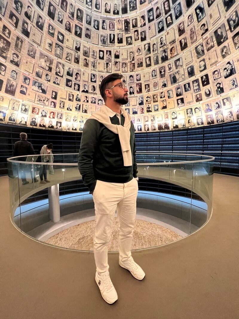 Emirati Majed Al Seyabi at the holocaust memorial museum in Jerusalem. The Abu Dhabi resident believes wants to initiate deeper ties with the Jewish community. Photo: Majed Al Seyabi