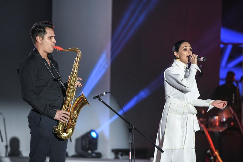 Abu Dhabi, United Arab Emirates - Layla Kardan sings at the UAE Peace Gathering at Umm Al Emarat Park on February 1, 2019. Khushnum Bhandari for The National