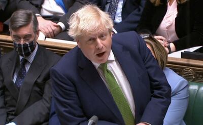 British Prime Minister Boris Johnson remains defiant during Prime Minister's Questions on Wednesday. AFP