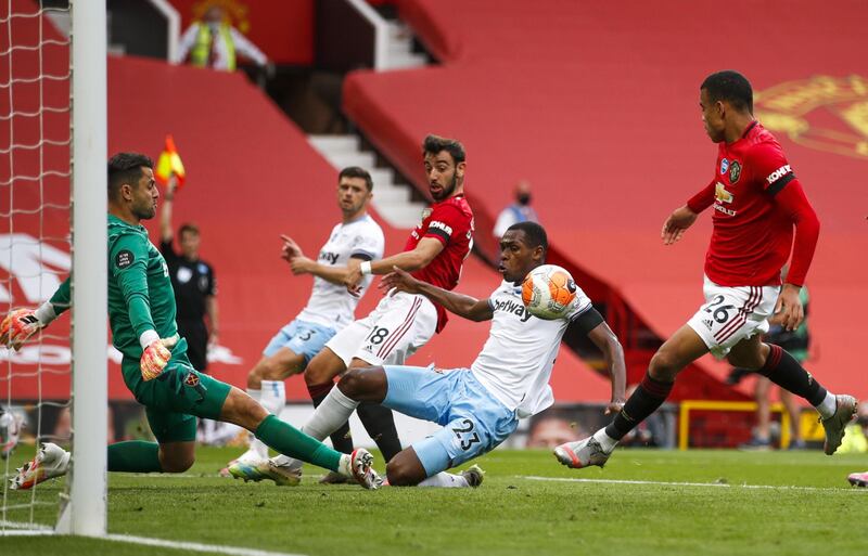 WEST HAM: Lukasz Fabianski – 7. Needed to produce some strong saves in the first half and could do little about Greenwood’s goal. EPA