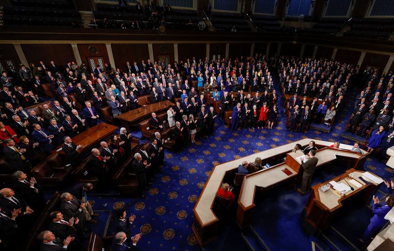 Mr Zelenskyy addresses a joint meeting of the US Congress. Reuters