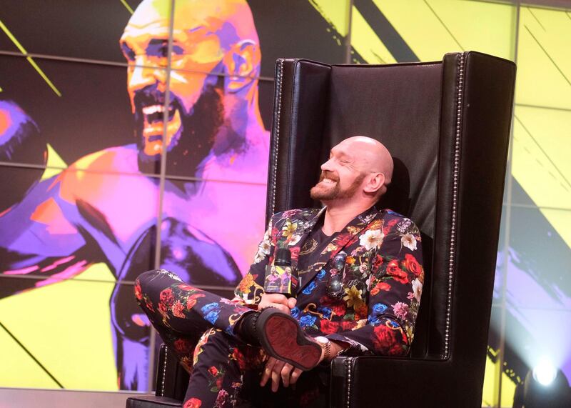 Boxer Tyson Fury speaks during a press conference with Deontay Wilder in Los Angeles, California. AFP