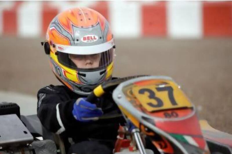 Eliot Jones, 11, won twice and finished on the podium four times to qualify for the international karting event in Paris. Sammy Dallal / The National