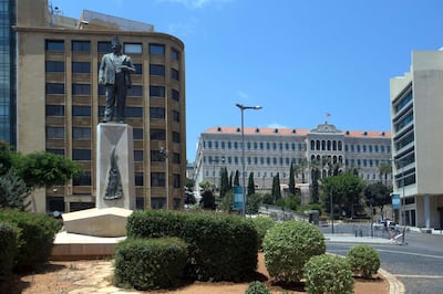 PWAH2R Riad el-Solh statue in Beirut Historical center. Alamy