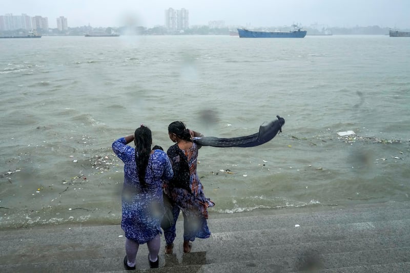 The Hooghly River was choppy as rain continued after cyclone Remal made landfall. AP
