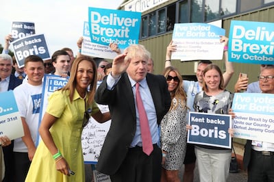 Conservative Party leadership candidate Boris Johnson arriving with Maidstone and The Weald MP Helen Grant (left) for the Tory leadership in Maidstone, Kent. (Photo by Gareth Fuller/PA Images via Getty Images)