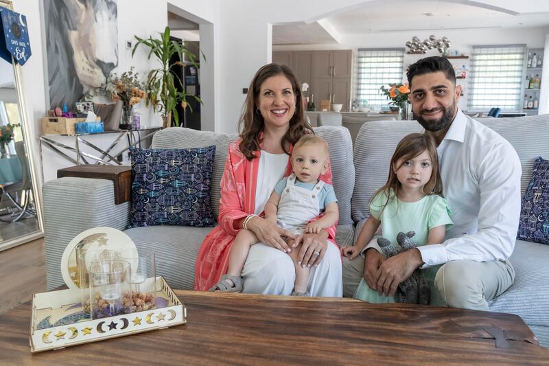 Kirsten Kutz and Duraid Adnan, along their two children, Lily and Leo, will be celebrating Easter and Ramadan together this weekend. Antonie Robertson / The National