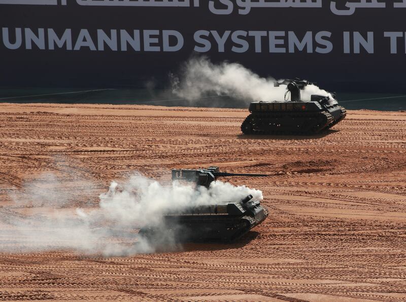 The Rover Minimi unmanned ground vehicle on display. Victor Besa / The National