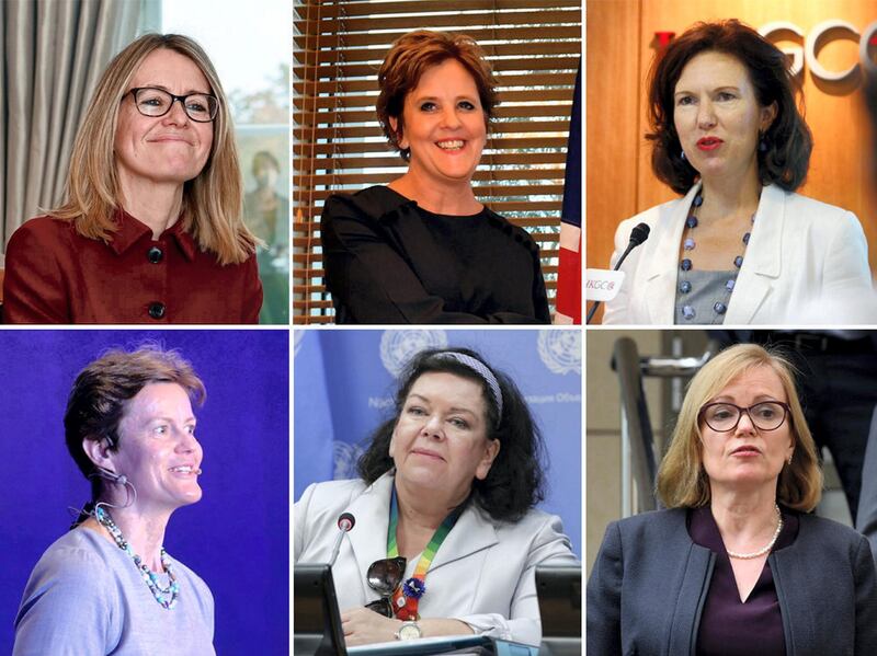 Clockwise from top left: Jill Gallard, Menna Rawlings, Caroline Wilson, Deborah Bronnert, Karen Pierce, and Barbara Woodward. Getty Images/AFP/Shutterstock 