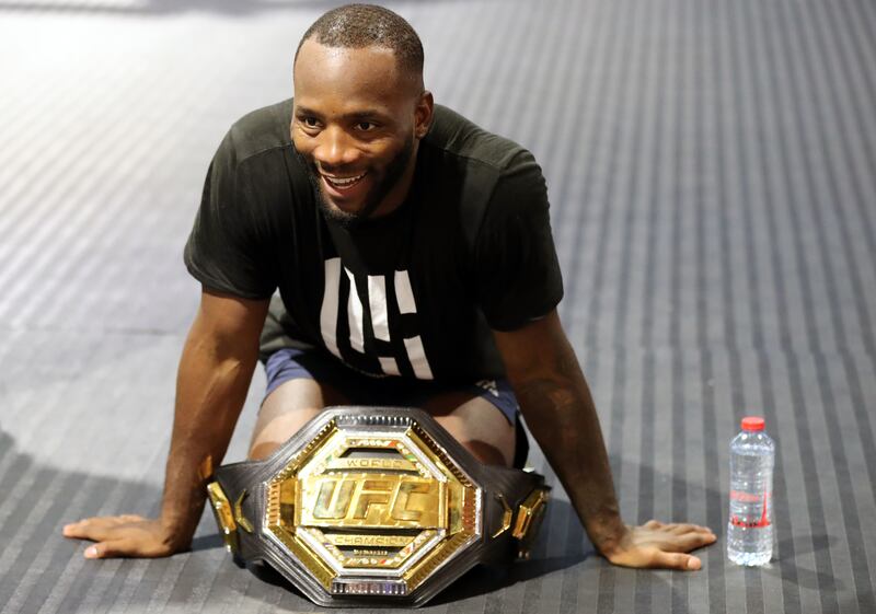 UFC Welterweight champion Leon Edwards during an MMA seminar at Falcons MMA in Dubai. All images by Chris Whiteoak / The National