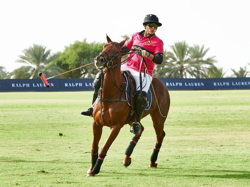 Sheikha Maitha bint Mohammed bin Rashid Al Maktoum at the second Ralph Lauren International Ladies Polo Tournament, held in Dubai in November 2014. Courtesy: Ralph Lauren