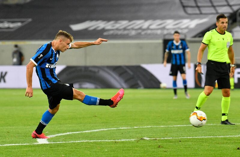 Inter Milan's Nicolo Barella opens the scoring. AP