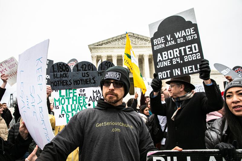 Anti-abortion demonstrators in Washington showed up on Sunday after their own march on Saturday. Bloomberg 
