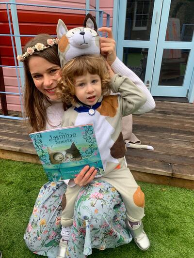 Mahran was less than pleased to have been dressed as Haroun the cat from 'The Jasmine Sneeze' in a costume made by his mother for World Book Day. 'I felt really bad,' Kaadan says. Photo: Nadine Kaadan