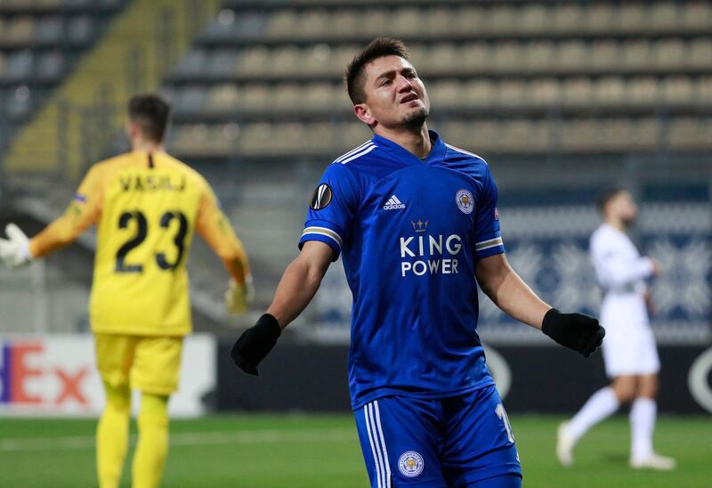 Soccer Football - Europa League - Group G - FC Zorya Luhansk v Leicester City - Slavutych Arena, Zaporizhia, Ukraine - December 3, 2020 Leicester City's Cengiz Under reacts REUTERS/Valentyn Ogirenko