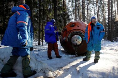 Russian cosmonauts take part in a survival training exercise at Star City outside Moscow. Reuters