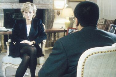 Martin Bashir speaking to Princess Diana in Kensington Palace during the infamous Panorama interview which was aired on BBC in 1995. Getty Images