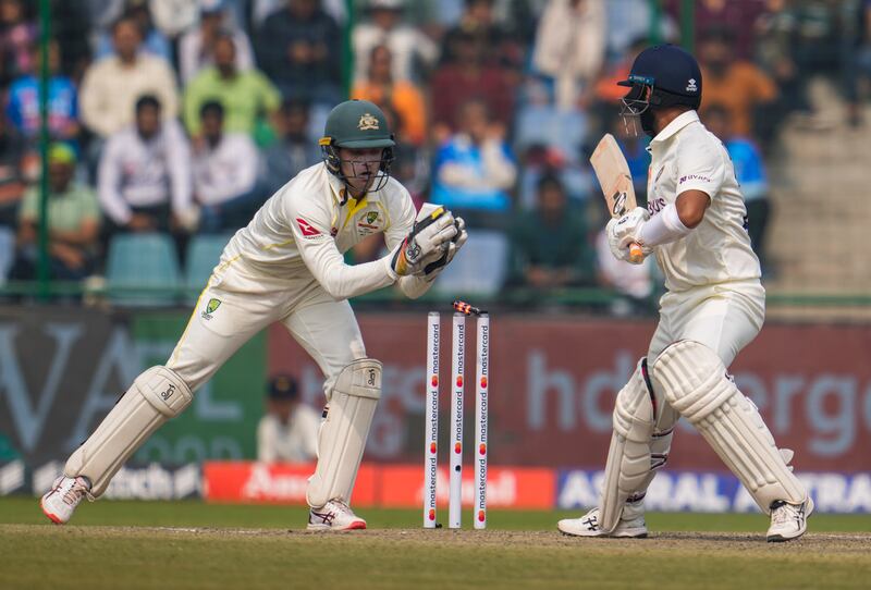 India batter Virat Kohli is stumped by Australia wicketkeeper Alex Carey for 20. AP