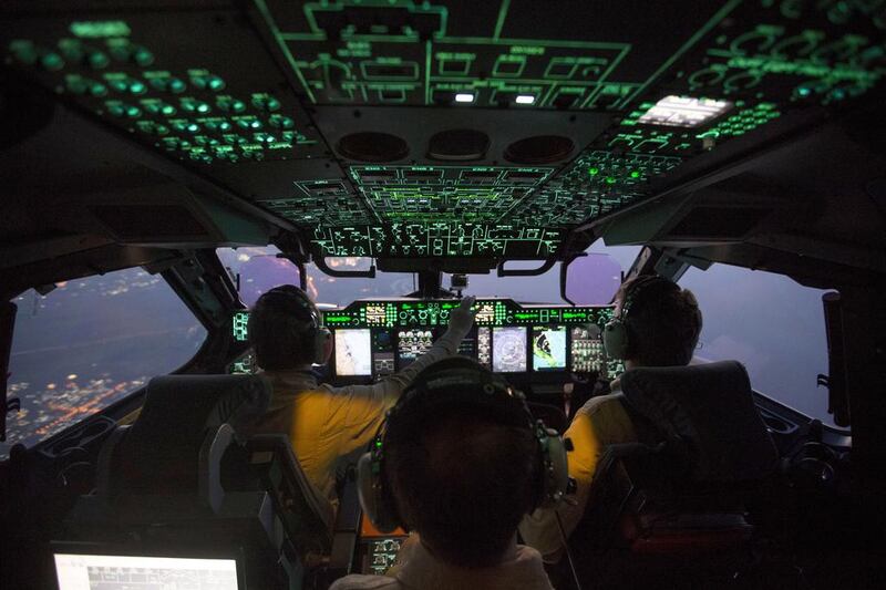 The pilots plot their course and ensure the Airbus Military A400M MRTT flight goes smoothly. Christopher Pike / The National
