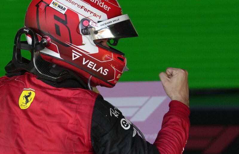 Charles Leclerc celebrates after winning the Formula One Grand Prix of Australia. EPA