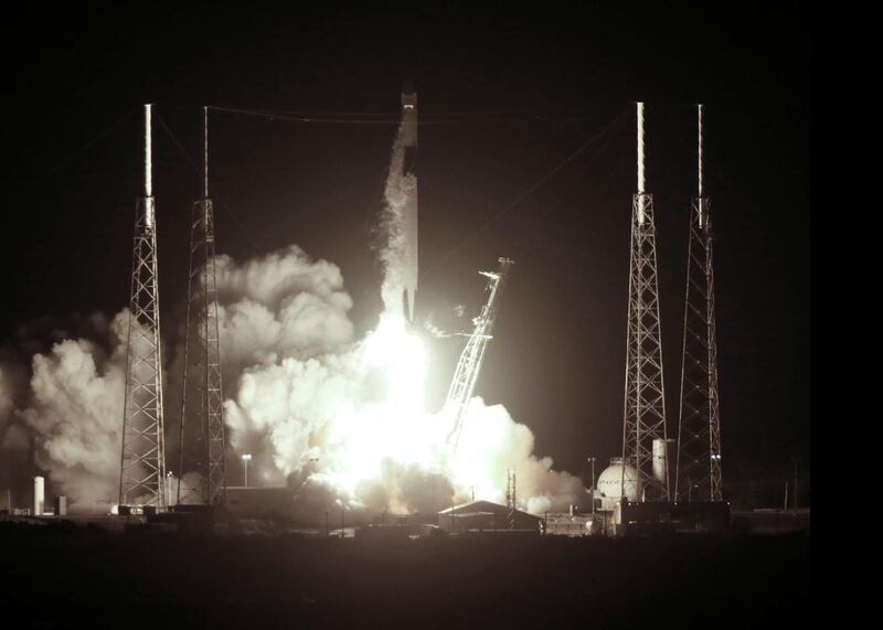 A SpaceX Falcon 9 rocket takes off loaded with a Dragon cargo craft during a resupply mission to the International Space Station from Cape Canaveral, Florida, U.S., May 4, 2019.  REUTERS/Thom Baur