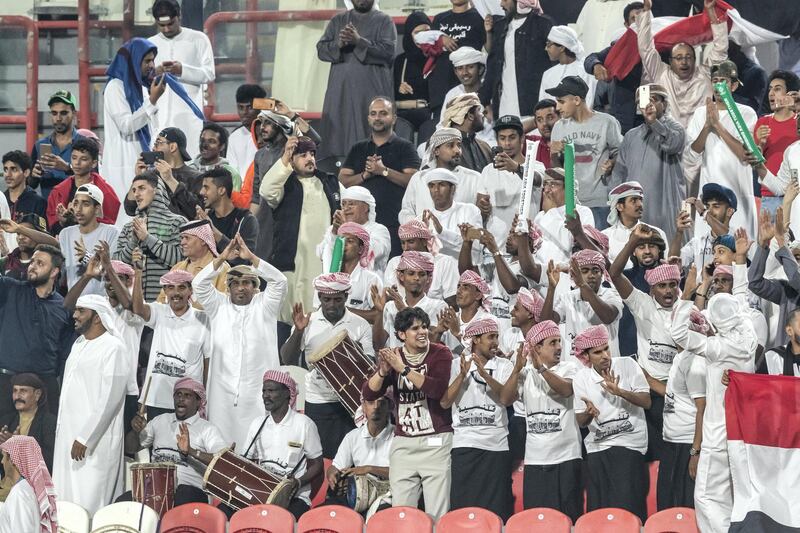 ABU DHABI, UNITED ARAB EMIRATES. 07 JANUARY 2019. AFC Football at Mohammed Bin Zayed Stadium. Yemen (Red) versus Iran (White).  Yemen fans. (Photo: Antonie Robertson/The National) Journalist: Amith Pasella. Section: Sport.