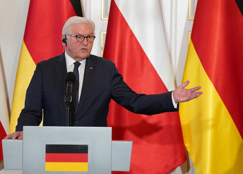 German President Frank-Walter Steinmeier during his trip to Poland on April 12. AFP