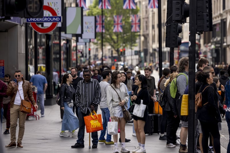 Shoppers on Oxford Street in London. Bloomberg
