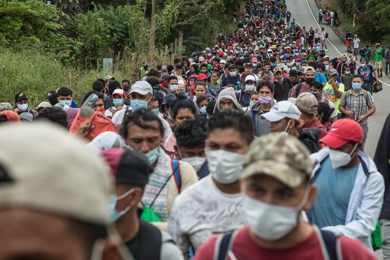A new group of Honduran migrants arrives in Guatemala. EPA